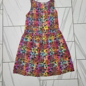 Vintage 90s colorful artsy floral pink and yellow sun dress